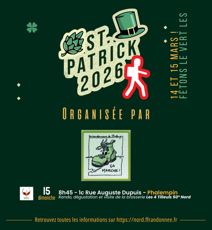 🍀 St Patrick Rando à Phalempin – Dimanche 15 mars 2026 🍀
